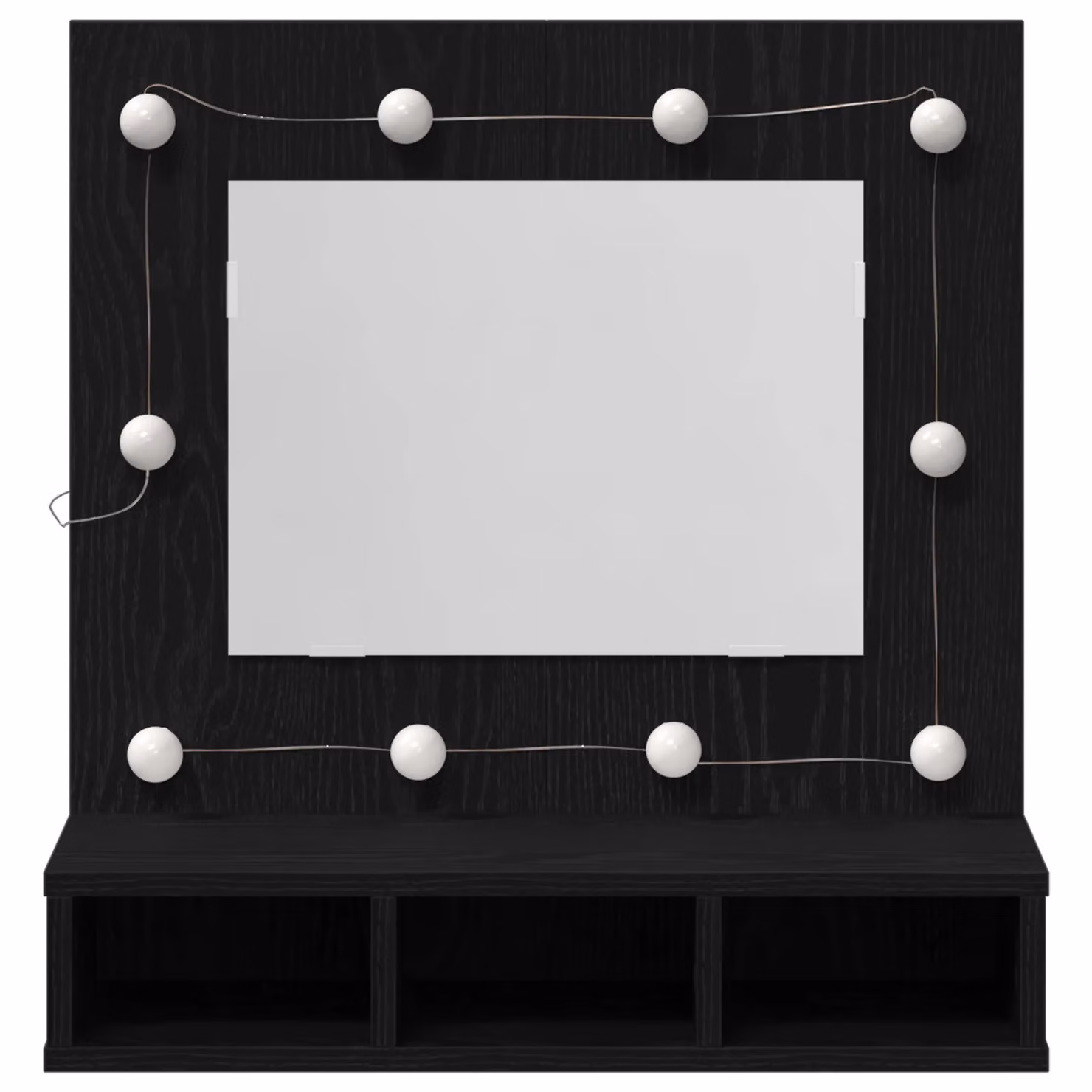 Berkfield Home Black Oak Wood Vanity Unit with Medium Mirror – 3
