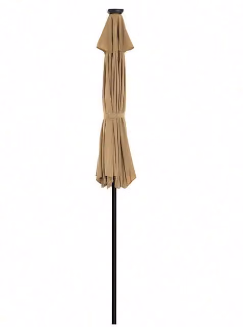 SONGMICS Solar-Powered LED Cantilever Garden Parasol Umbrella in Bronze and Beige with UPF 50 Protection