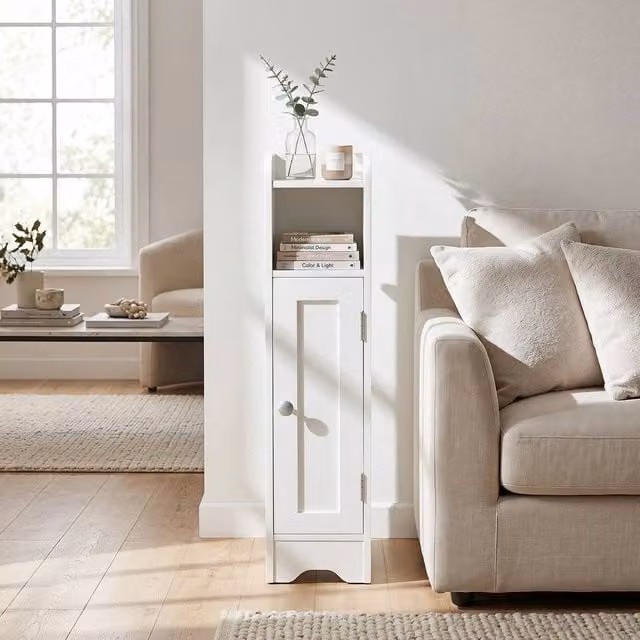 Kelvenix Narrow Freestanding Storage Organizer in White