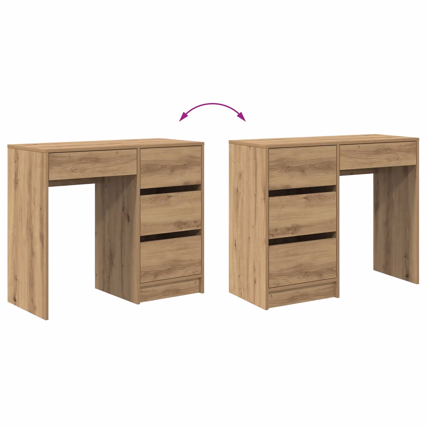 Berkfield Home Brown Artisan Oak Writing Desk with Compact Storage – 3