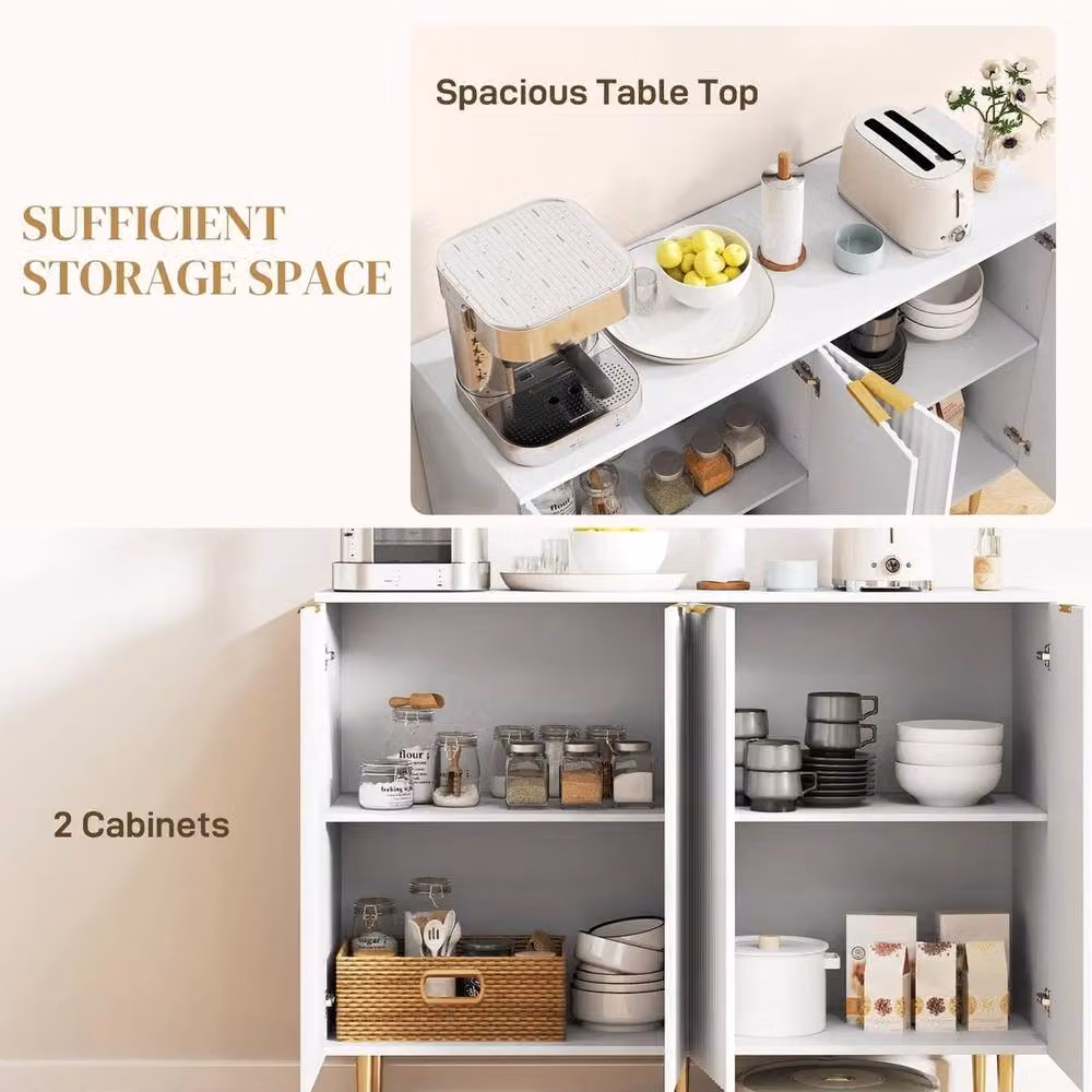 NESTLUNE Modern White Sideboard Buffet Cabinet with Adjustable Shelves – 3