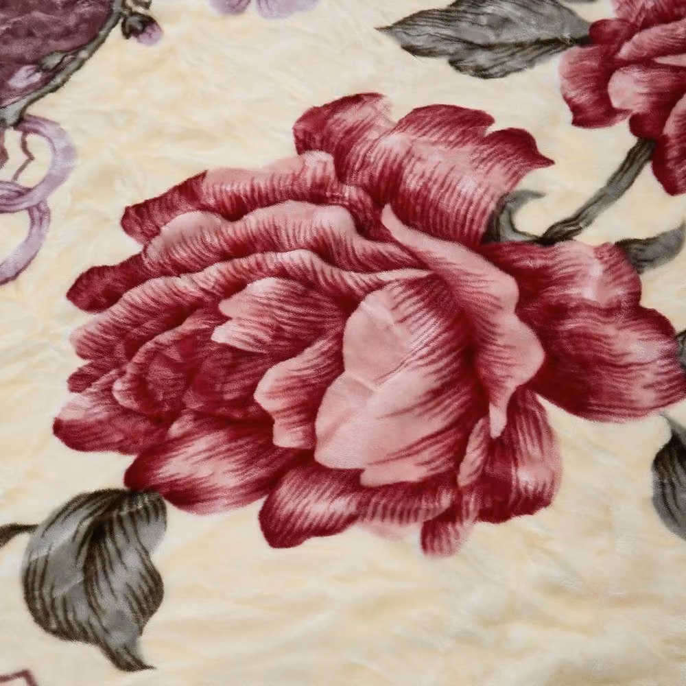 SPETLEK Heavyweight Raschel Winter Blanket in Mauve Floral Design, W/D/H: 120 x 90 cm – 4