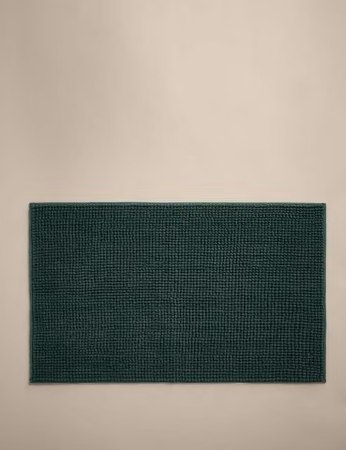 M&S Bobble Bath Mat in Moss Green, Quick-Drying and Non-Slip Polyester