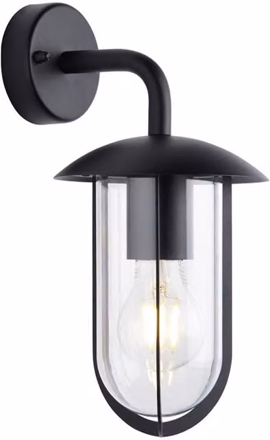 Loops Black Textured Outdoor Wall Light with Transparent Shade – 1