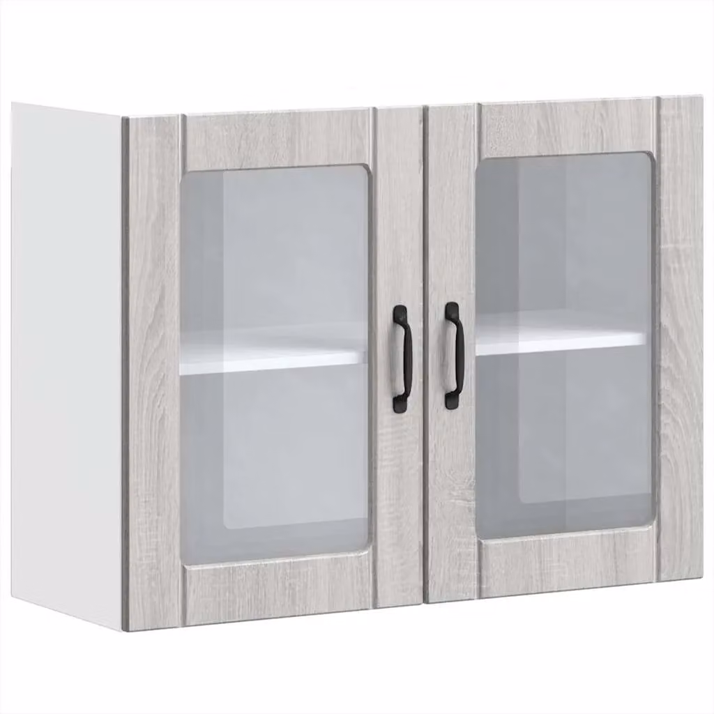 Berkfield Home Lucca Grey Kitchen Wall Cabinet with Glass Doors