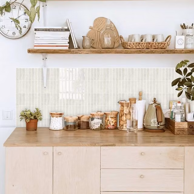 Livingandhome Set of 10 Self-Adhesive Grey Striped Wall Tile Stickers