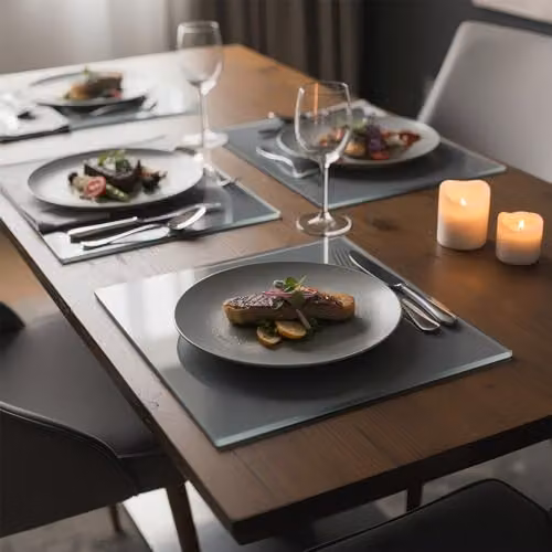 Harbour Housewares Grey Glass Placemats, Pack of 6, W: 30 cm, D: 20 cm – 2