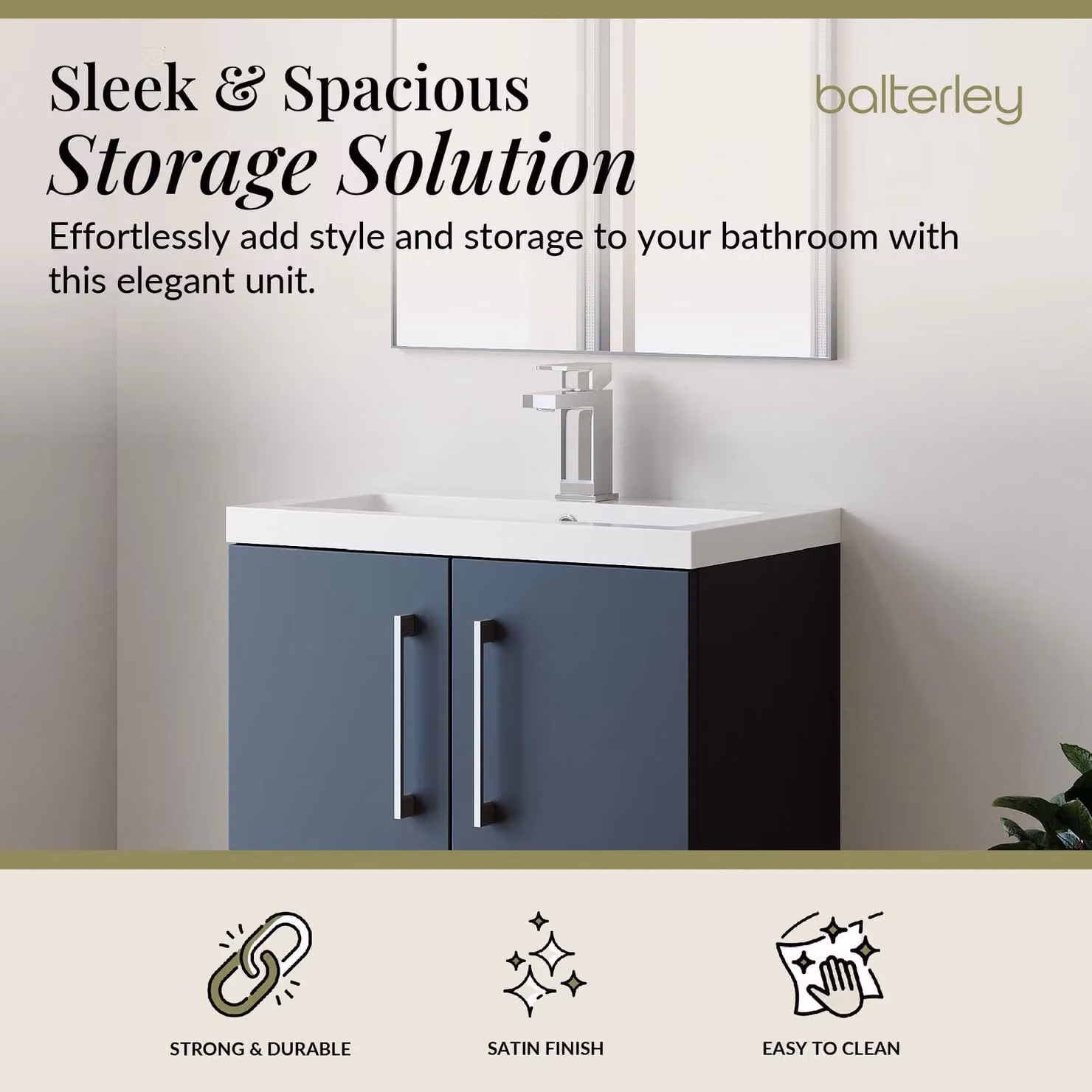 Balterley Modern Freestanding Bathroom Vanity Basin Unit in Grey, W: 60.0 cm, H: 84.0 cm – 2