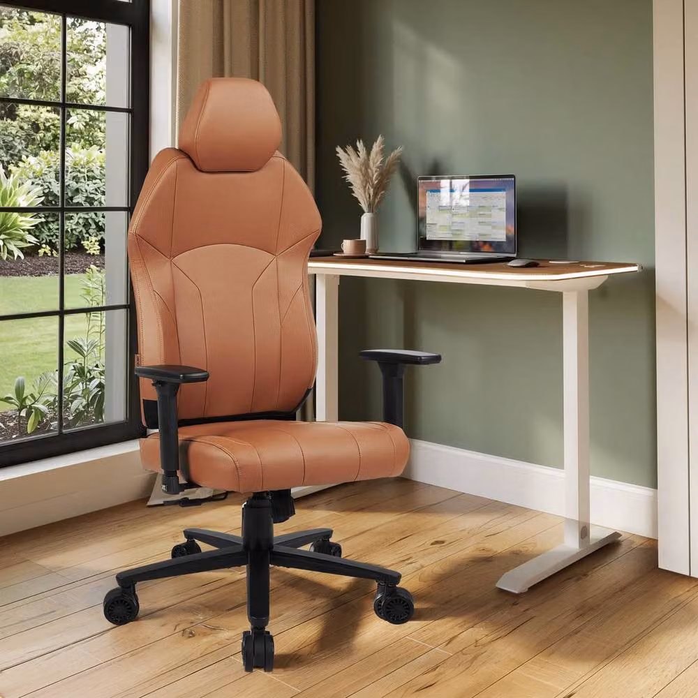 X Rocker Elara Executive Gaming and Office Chair in Brown Synthetic Leather with Headrest – 4