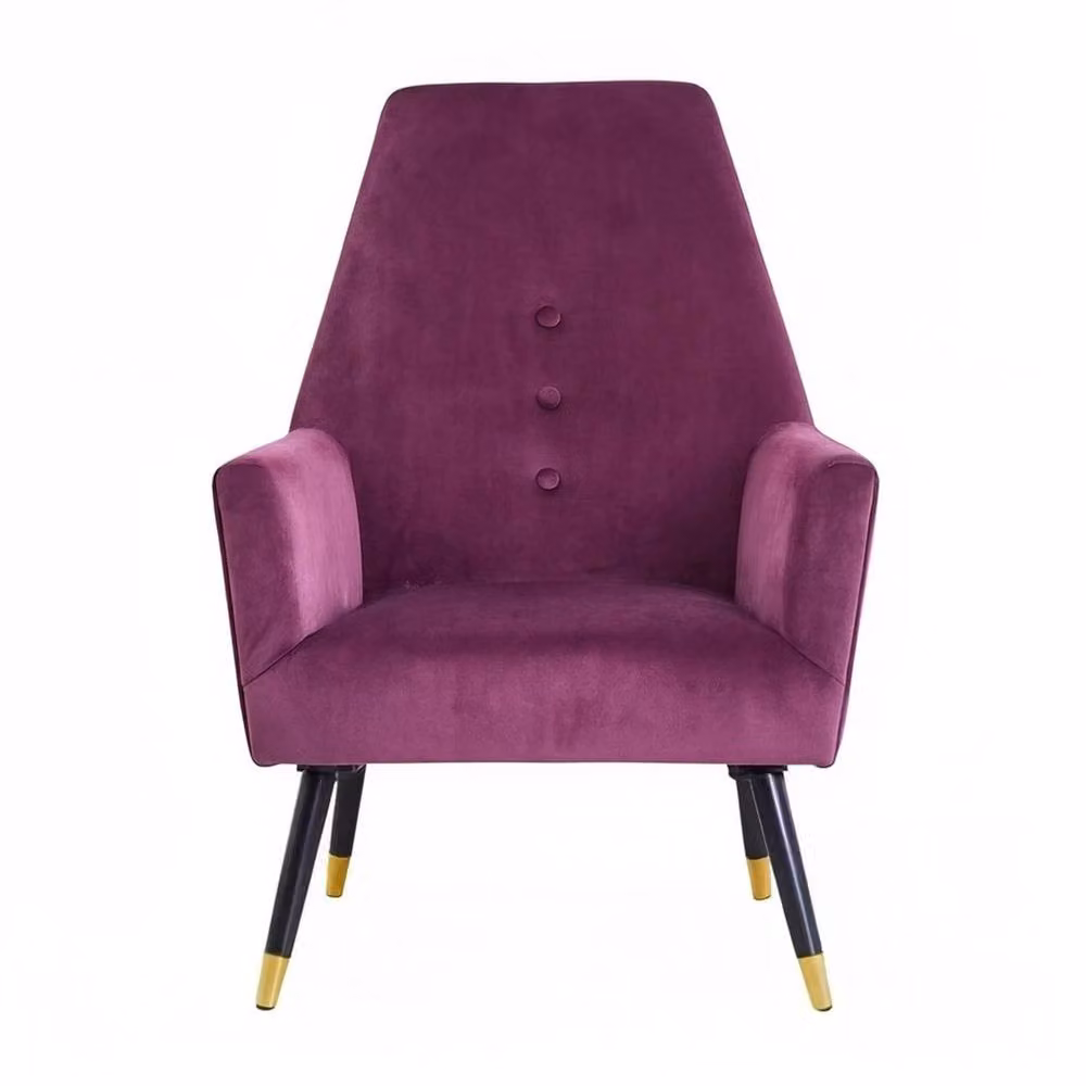 Havendro Modern Velvet Buttoned Padded Accent Armchair in Purple – 4