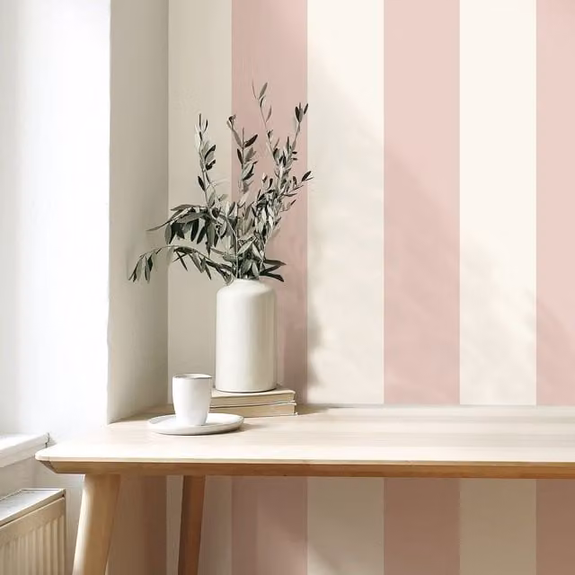 Sophie Laurence Pink and White Striped Retro Wallpaper Roll
