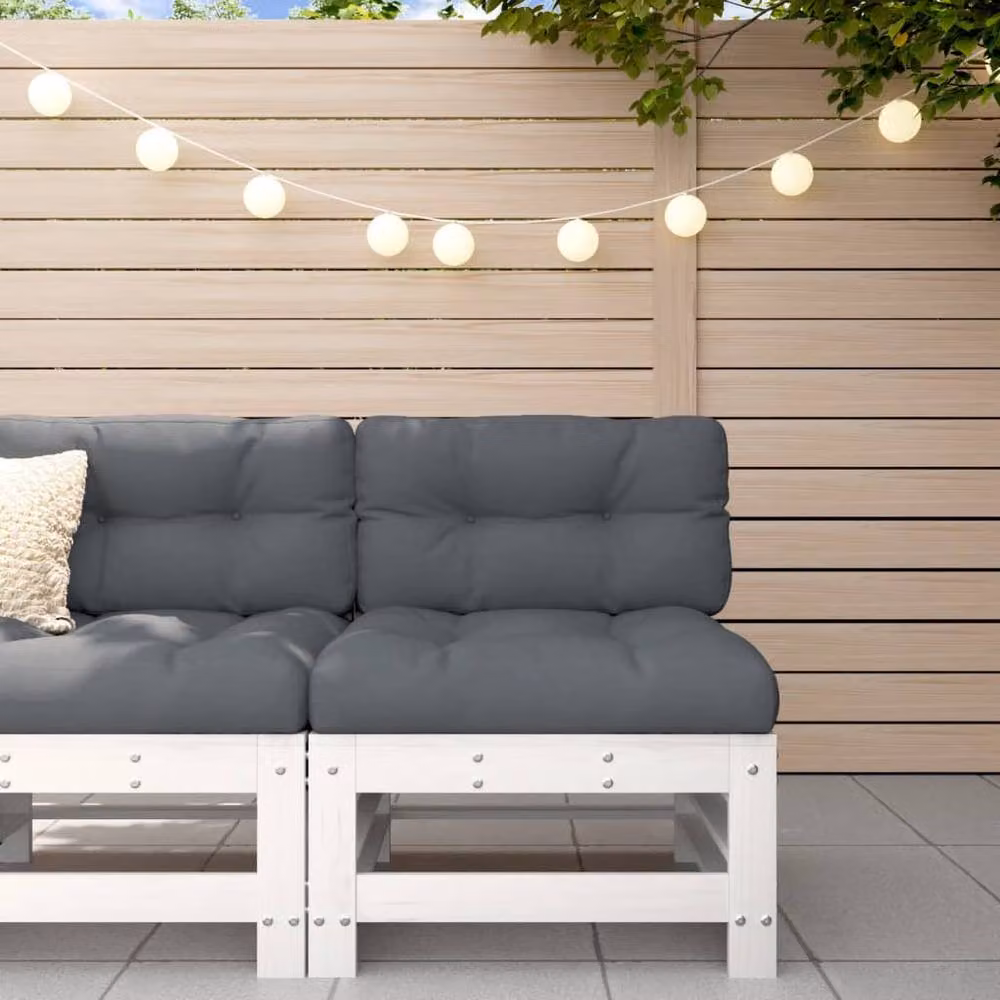 Berkfield Home Beautiful Garden Middle Sofa in White Solid Pine Wood, W/D/H: 120 x 60 x 63.5 cm – 2