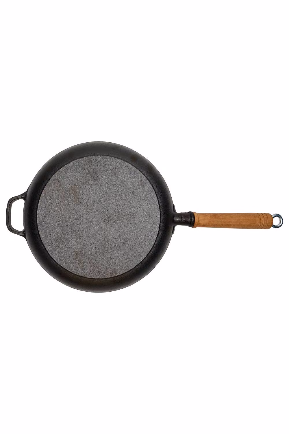 Garden Sanctuary Uncoated Cast Iron Round Frying Pan with Removable Handle in Black – 4