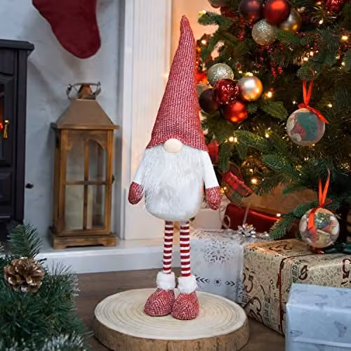 The Christmas Workshop Felt Gnome Ornament in White and Red – 1