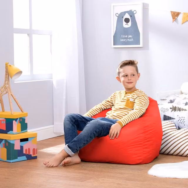 ICON Red Medium Hi Rest Kids Bean Bag Chair for Indoor and Outdoor Use
