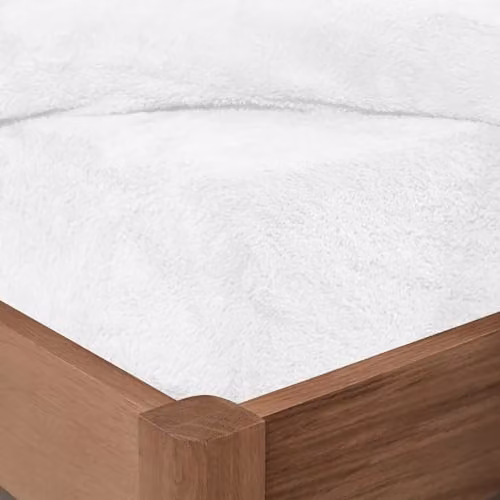 OHS White Teddy Fleece Thermal Fitted Bed Sheet, Single, 90 x 190 cm