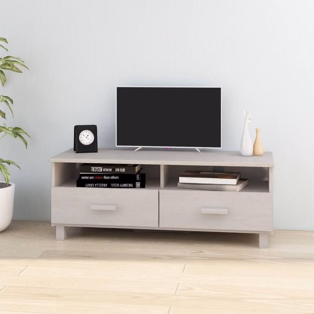 Berkfield Home HAMAR TV Cabinet in White Solid Pine Wood, W/D/H: 106 x 40 x 40 cm – 2