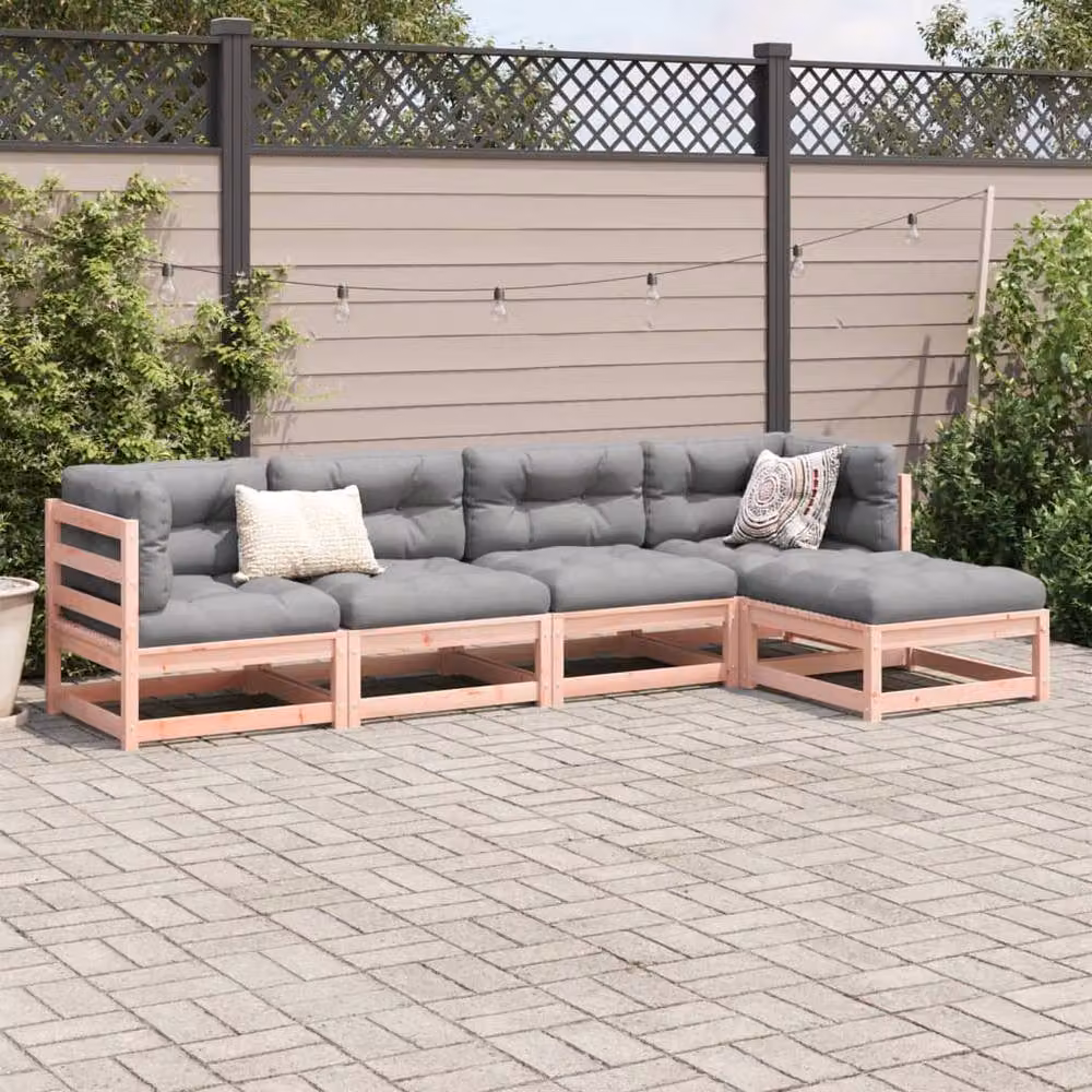 Berkfield Home 5 Piece Garden Sofa Set in Brown Solid Wood – 2