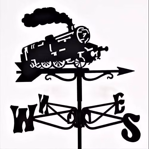 Warmhand Black Metal Steam Engine Mini Weathervane for Wall Mounting – 1