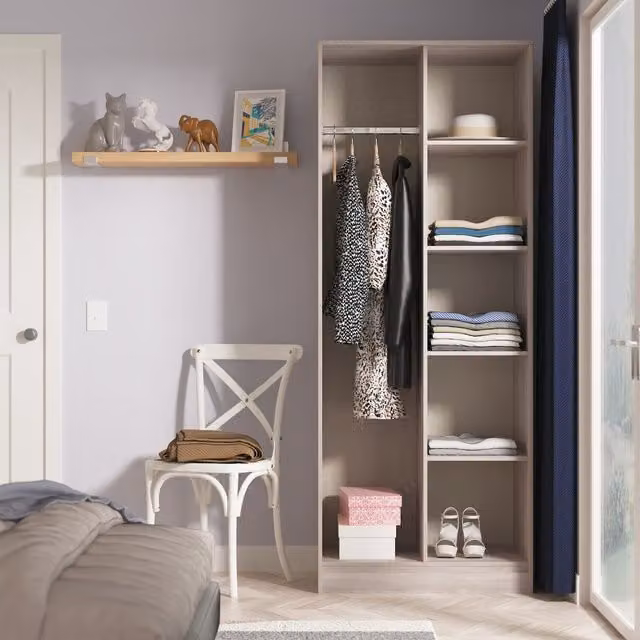 Ready Assembled 2 U Fuji Open Wardrobe in Light Grey