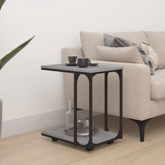 Berkfield Home Side Table with Castors, Grey Sonoma, W/D/H: 50 x 35 x 55.5 cm