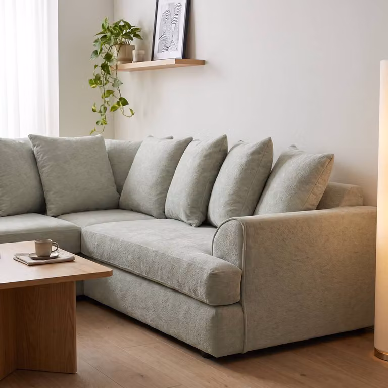 Abakus Direct Ferguson Grey Bouclé L-Shape Corner Sofa