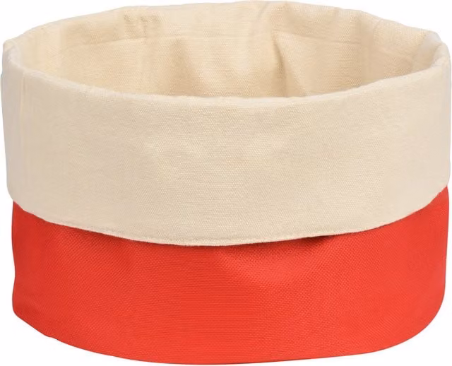Orsina Foldable Fabric Round Bread Basket in Red and Cream – 1