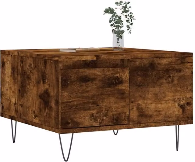 Berkfield Home Modern Square Coffee Table in Smoked Oak Brown, W: 55 cm, D: 55 cm, H: 36.5 cm