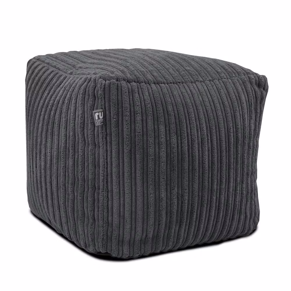 rucomfy Indoor Jumbo Cord Bean Bag Footstool - Grey Cube Pouffe – 2