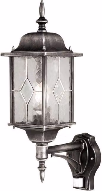 Netlighting Wexford Motion Sensor Outdoor Lantern Light in Black and Silver, IP43, E27