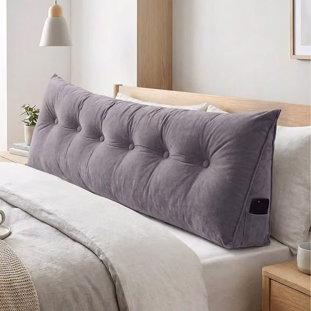 Livingandhome Grey Chenille Washable Wedge Headboard Pillow, Width: 180 cm