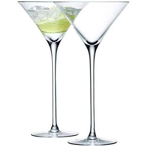 LSA International Set of 2 Transparent Mouthblown and Handmade Glass Cocktail Glasses, 275 ml – 1
