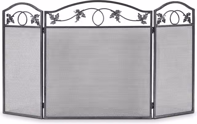 Costway 3 Panel Black Fireplace Fence