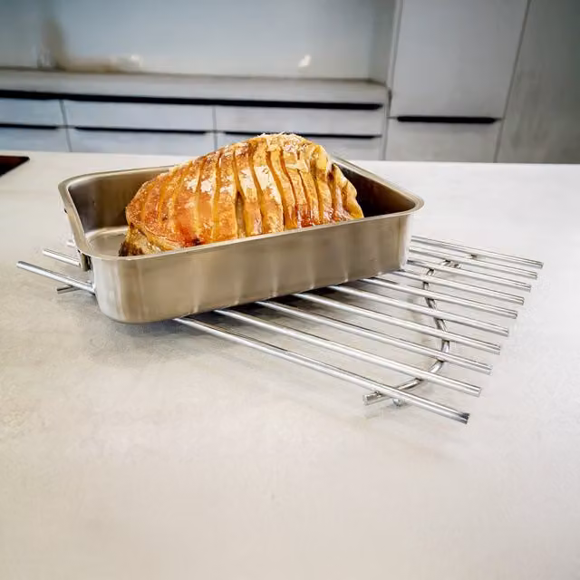 KitchenCraft Large Rectangular Metal Trivet - Silver