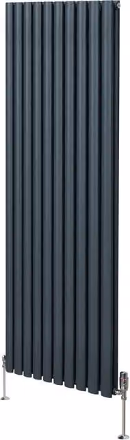 Monstershop Oval Column Steel Radiator in Grey Anthracite, H: 180 cm, W: 60 cm