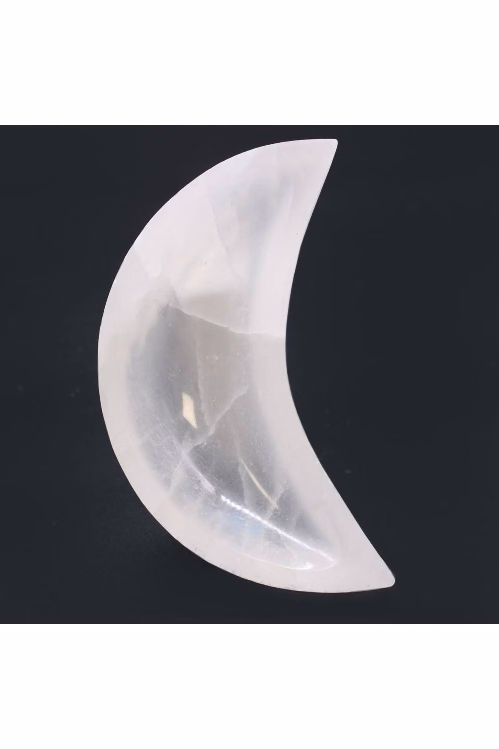 KDMD White Selenite Moon Bowl, Organic Stone Crystal Display and Storage Decor, Diameter: 15 cm – 2