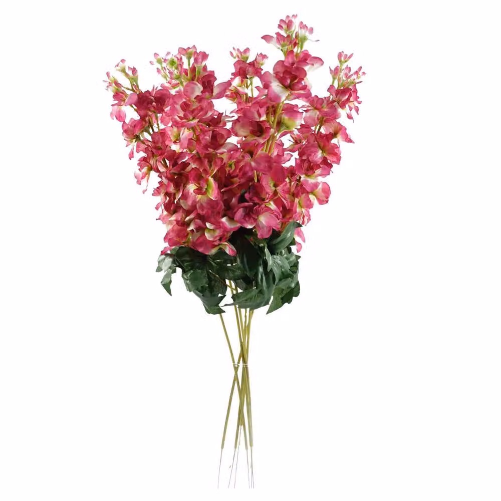 Leaf Pink Delphinium Artificial Floral Stems, Pack of 6, Height: 75 cm – 2