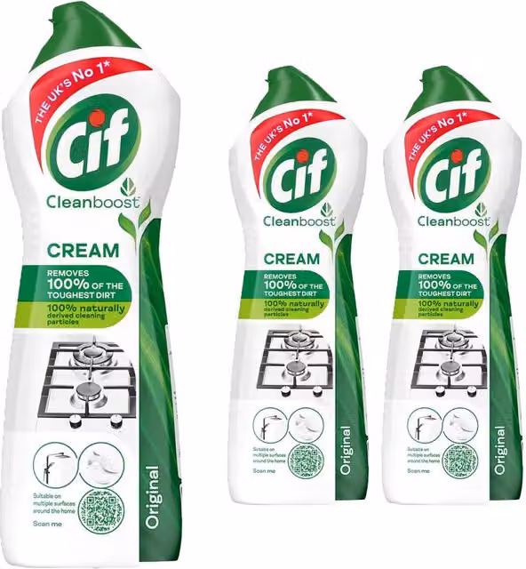 CIF Cleanboost Cream Original Multipurpose Cleaner, 750ml, 3 Pack