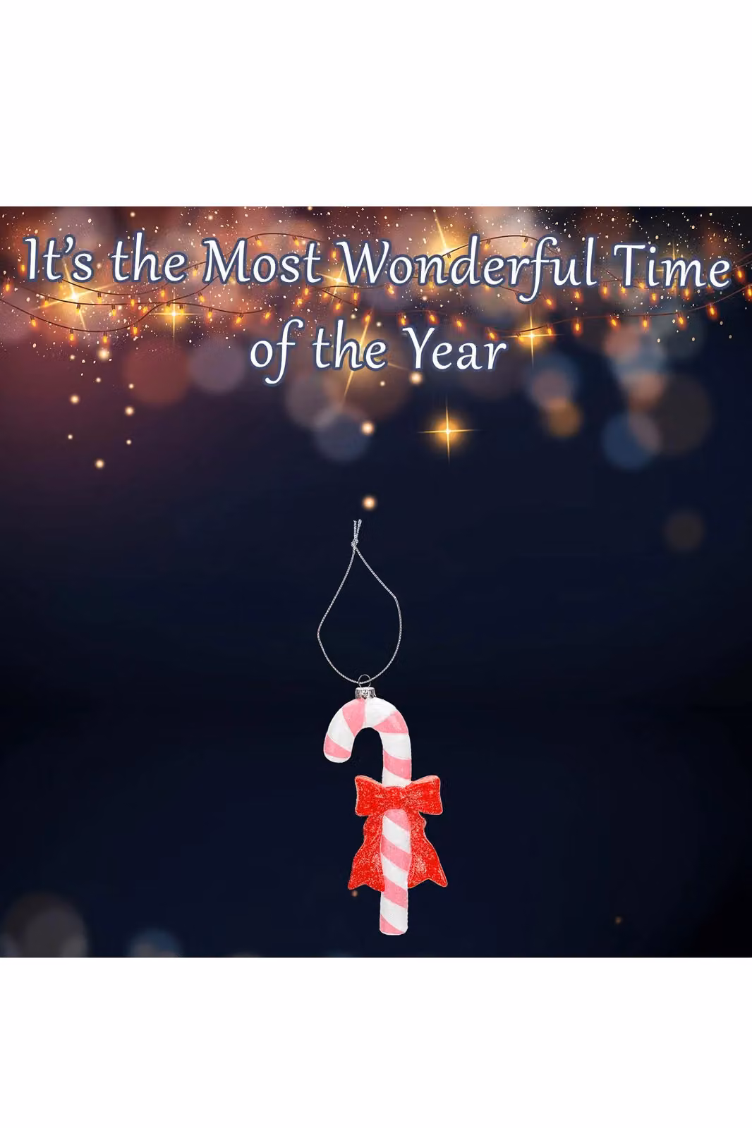 VFM e-Store Red Striped Glass Candy Cane Hanging Christmas Tree Ornament, H: 18 cm, W: 8 cm, D: 2 cm – 2