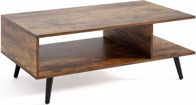 VOGREX Brown Mid Century 2 Tier Coffee Table