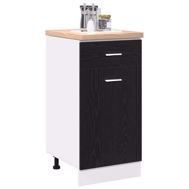 Berkfield Home Black Oak Drawer Bottom Cabinet, W: 40 cm, D: 46 cm, H: 81.5 cm