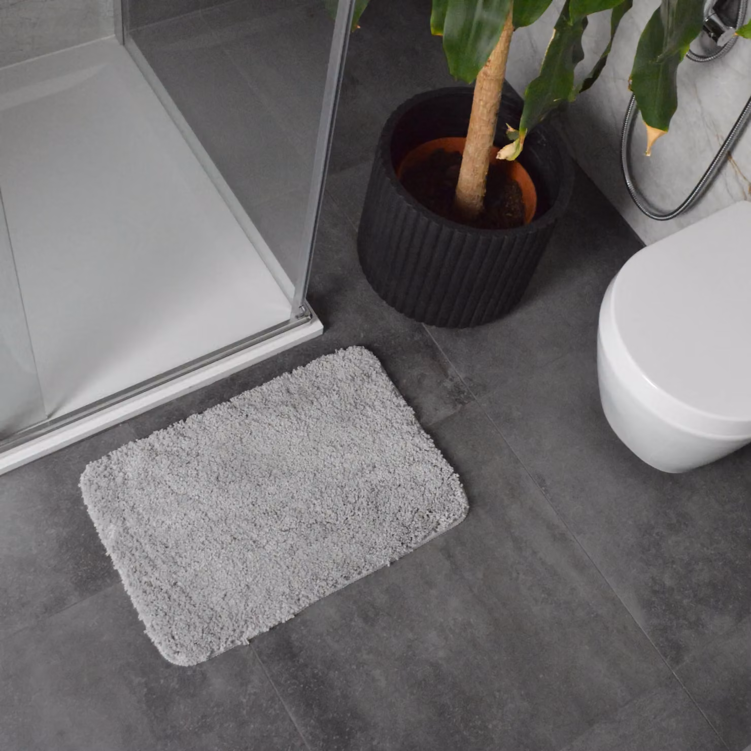 Allure Bath Fashions Non Slip Shaggy Microfibre Bath Mat, Grey, W/D/H: 40 x 60 x 1 cm – 2