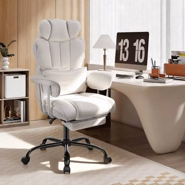 EONLION Big Tall Heavy Duty Executive Office Chair in White with Headrest and Armrests – 1