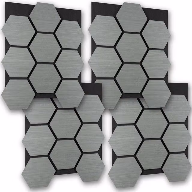 tectake Sound-Absorbing Acoustic Felt Wall Panels in Light Grey Wood Look – 1