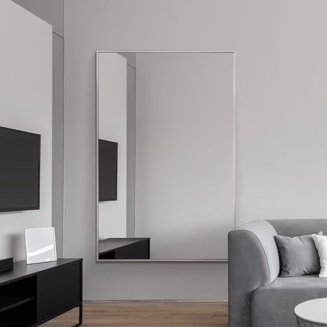 MirrorOutlet Artus Rectangular Wall Mirror with Silver Aluminium Edging
