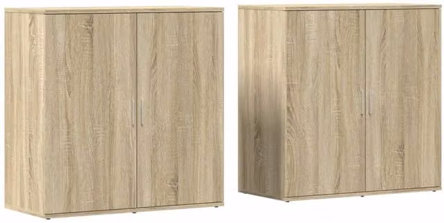 Berkfield Home Set of 2 Sonoma Oak Sideboards in Light Brown, W/D/H: 79 x 38 x 80 cm