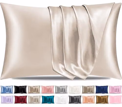 Pamposh Grace Satin Silk Pillowcases, 4 Pack, Beige, W/D/H: 50 x 75 x 0 cm