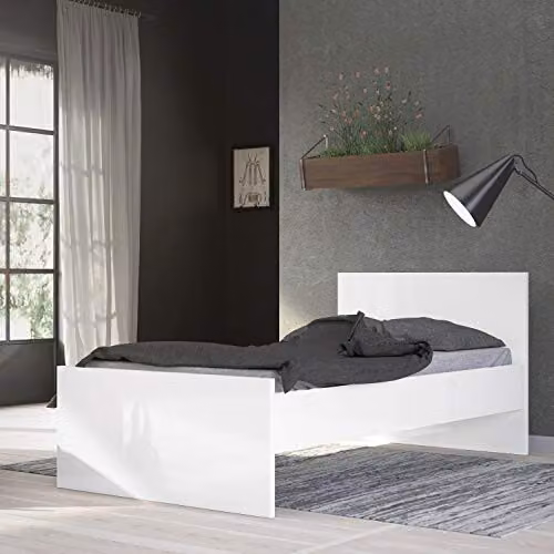Furniture To Go Naia Bed in White High Gloss, W/D/H: 90 x 190 x 39.5 cm – 1