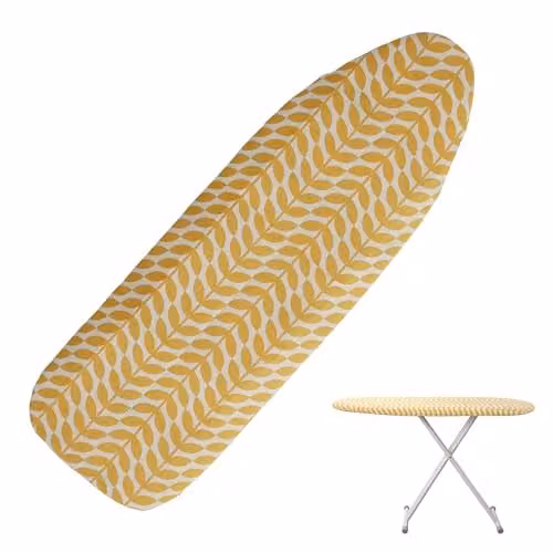 Orsina Flower Ironing Board Cover in Yellow and White with Cotton Fabric, W: 125 cm, D: 48 cm – 1