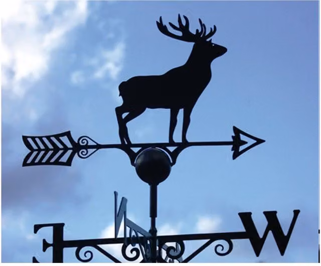 Poppyforge Stag Weathervane in Black Steel, W61 x H88 cm